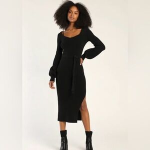 Lulus black balloon sleeve sweater dress *